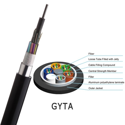 屋外の管単モードG652dの装甲光ファイバケーブルGYTA 12 24の36 48 72中心